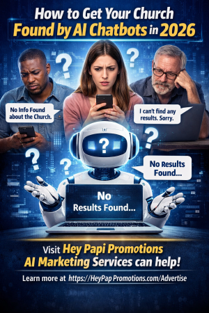 Hey Papi Promotions AI Marketing Services Church Flyer