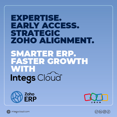 Expertise Early Access Strategic Zoho Alignment Smarter ERP Faster Growth with Integs Cloud