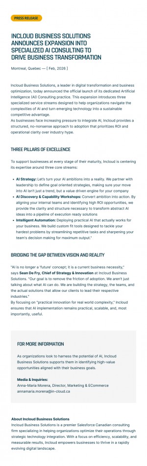 Incloud AI press release EN