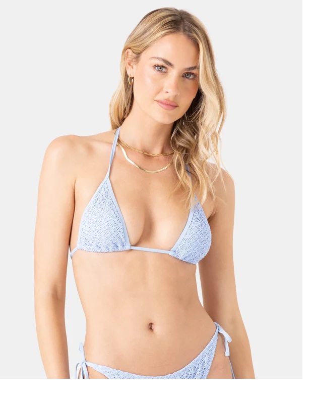 Roxy Womens Bikini Top Crochet Mini Tiki Triangle