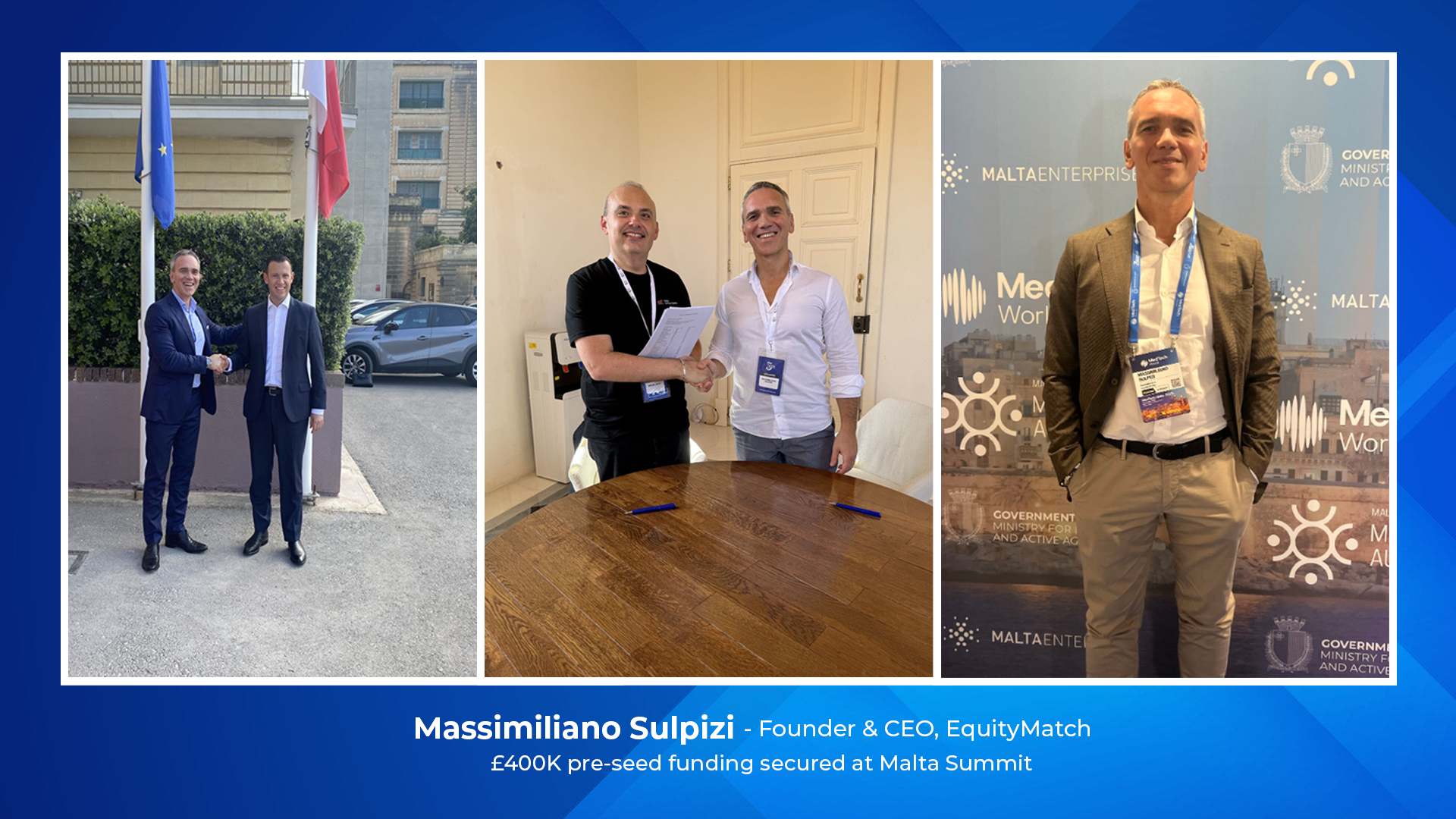 Massimiliano Sulpizi  Founder  CEO EquityMatch 400K preseed funding secured at Malta Summit