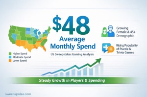 Average US sweepstakes player spends $48 per month, reflecting steady engagement nationwide