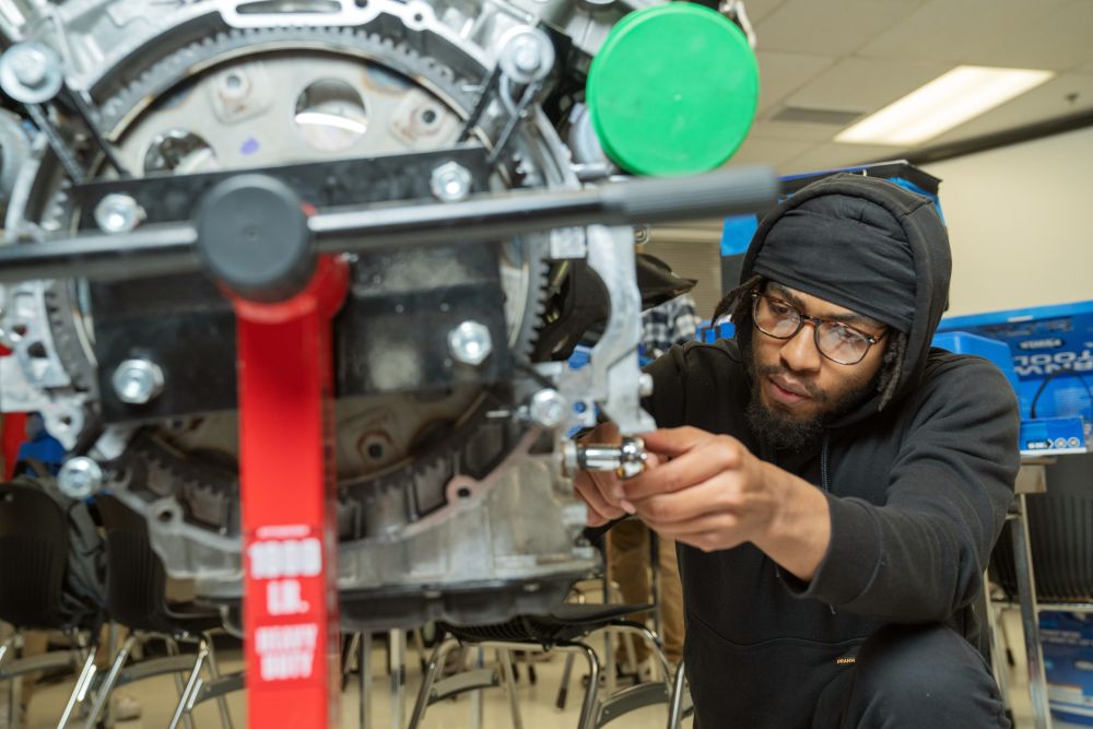 Darrien Walsh a completer of the Automotive Technology Program gains handson training