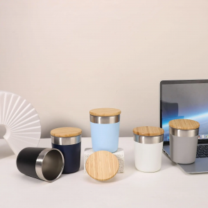 10oz Double Layer Vacuum Insulated Stainless Steel Coffee Tumbler with Bamboo Lid