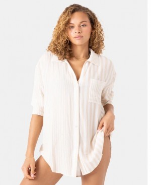Roxy Womens Shirt Stripe Out Cover Up