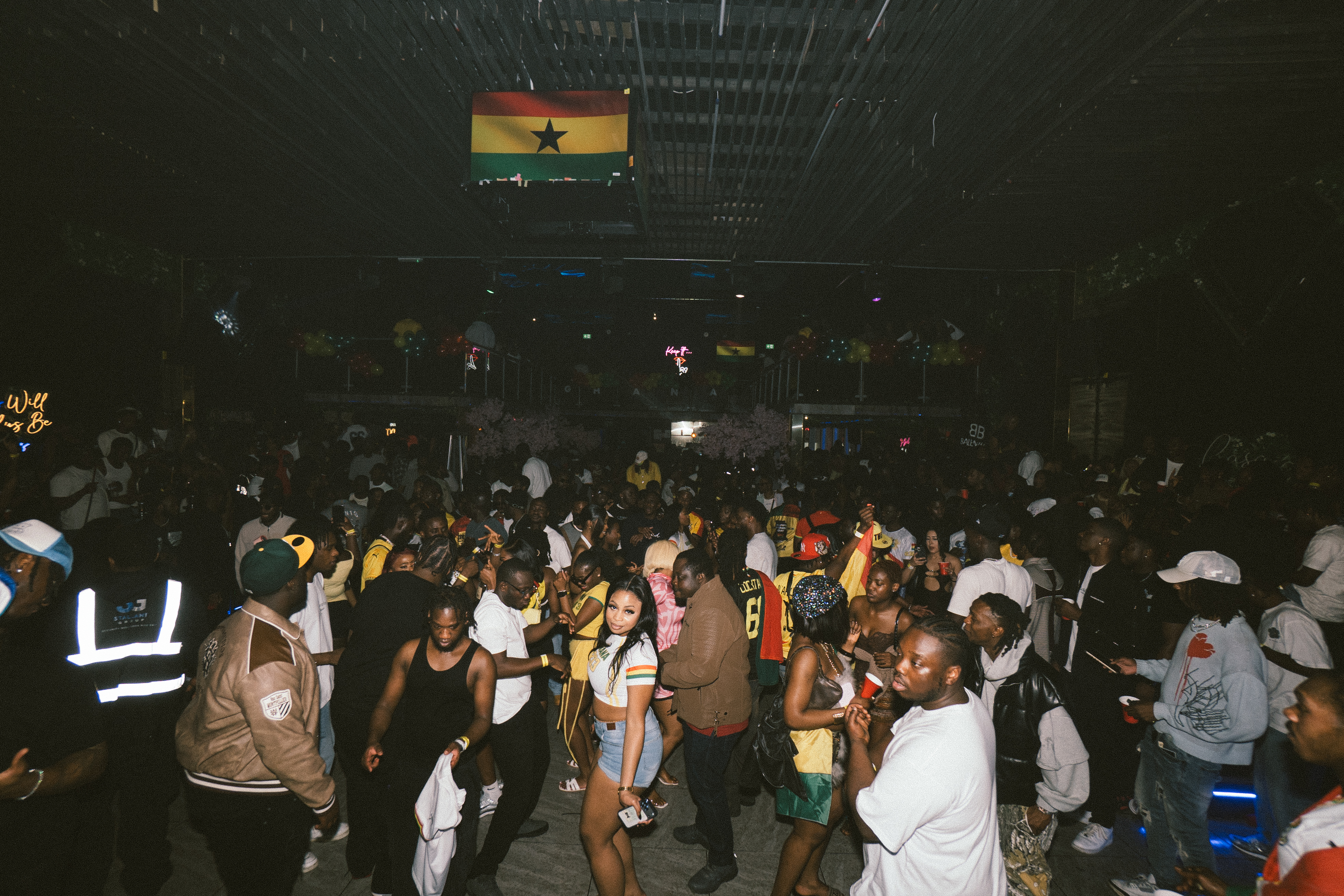 Crowd celebrating Ghana Independence at the soldout event organised by Jonny Jesus at Coded