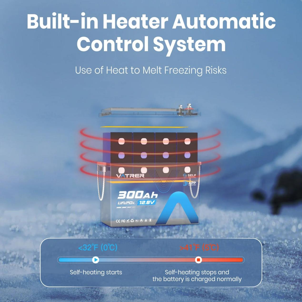 Vatrer 300Ah Selfheating Lithium Battery