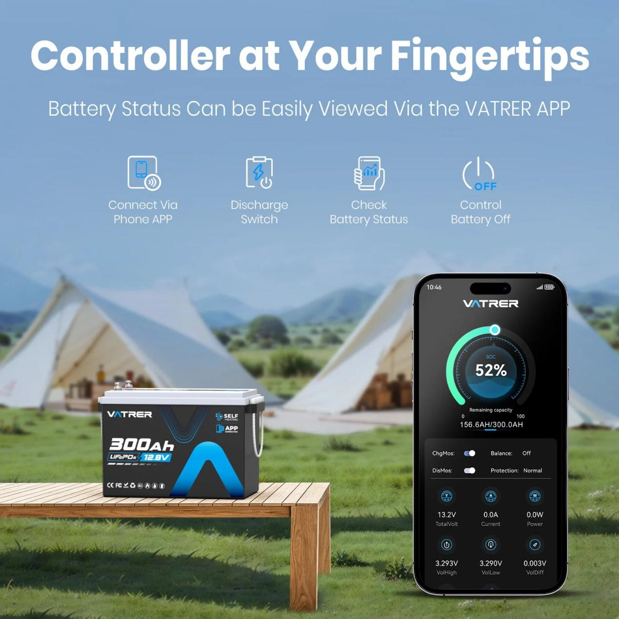Vatrer Battery Supports Bluetooth Realtime Monitoring
