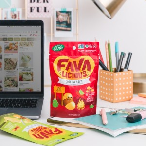 Favalicious Salt & Vinegar, Wasabi & Ginger whole roasted fava bean snacks on the go