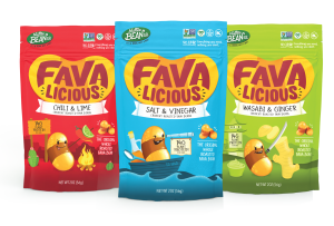 Favalicious Snacks, 3 flavors: Chili & Lime, Salt & Vinegar and Wasabi & Ginger