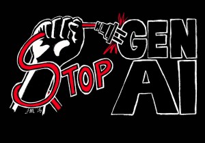 Stop Gen AI fundraising t-shirt art