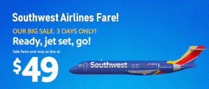 Southwest Airlines Dollar 49 Sale