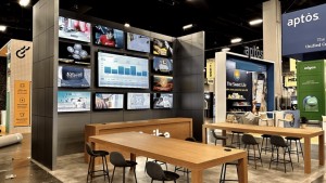 aptos retail tech demo booth video wall view