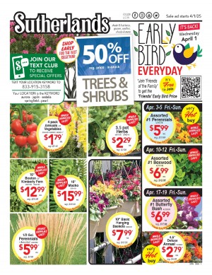 Sutherlands Early Birds Plants Sale