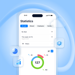 Digital Tide mobile statistics dashboard for real-time telecom monitoring.