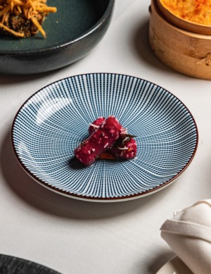 Beetroot Khandvi with Achari Aioli