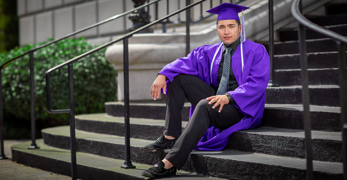 Senior portrait with styled wardrobe and professional lighting for a polished look