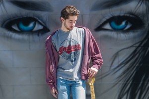 High school senior portrait with modern fashion styling and creative composition
