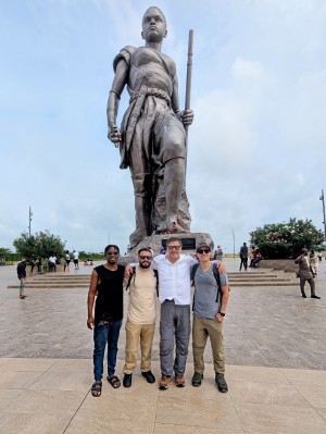 Evans At the amazon statue in cotonou
