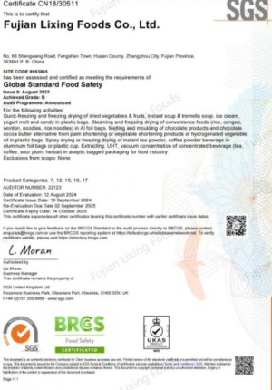 BRC Certified Freeze Dried Apple Production 1