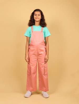 Cottondungareeforgirlskidspeach
