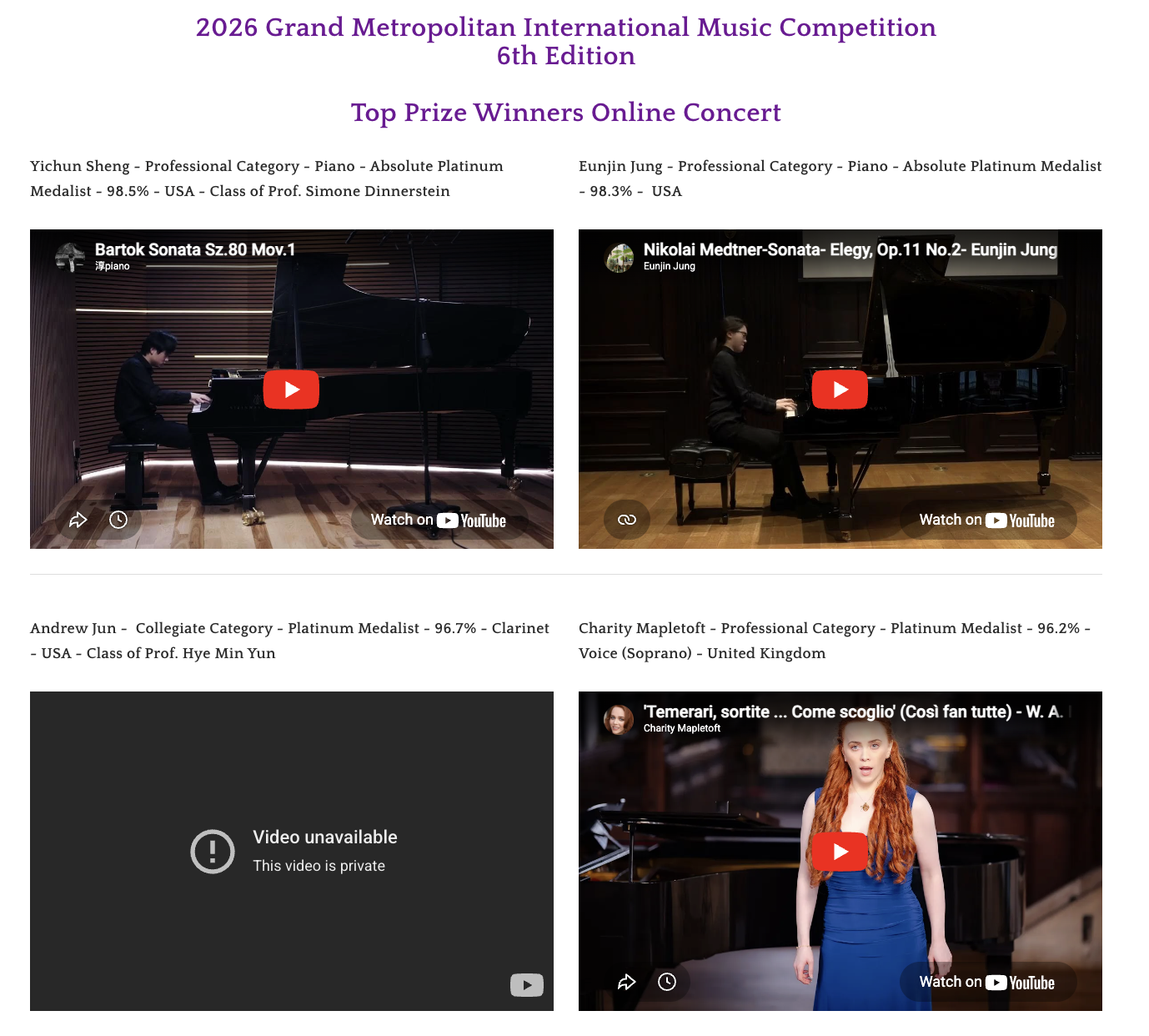 Grand Metropolitan International Music Competition 2026 Jury