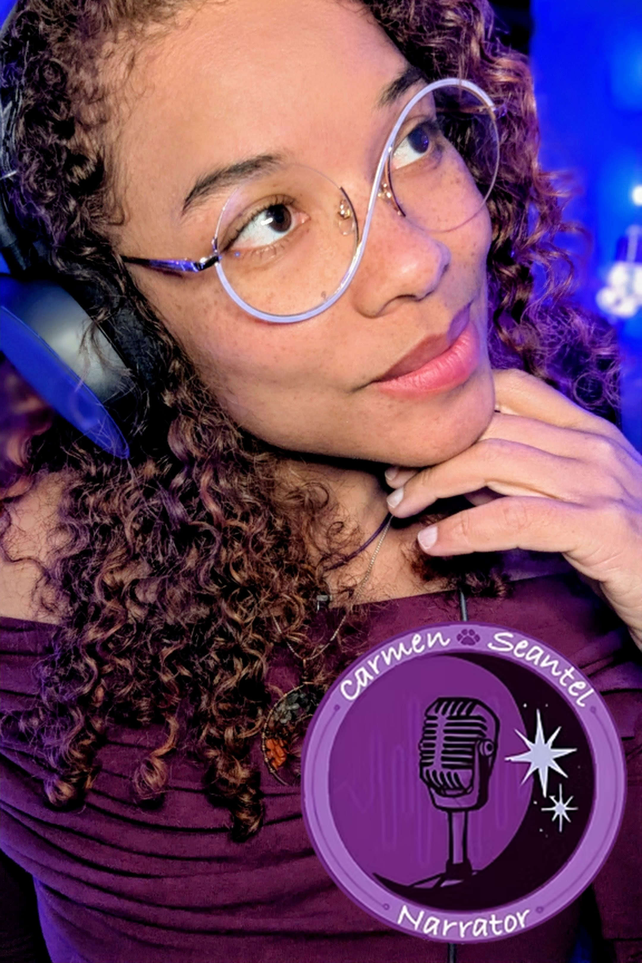 Voice Actress Carmen Seantel in the studio