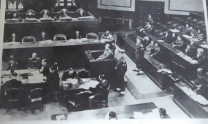 The historical picture of the trial scene at the International Military Tribunal of the Far East