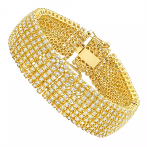 Hip Hop 14K Yellow Gold 8 Row Tennis Diamond 500x500 Bracelet for Men 10 Carats