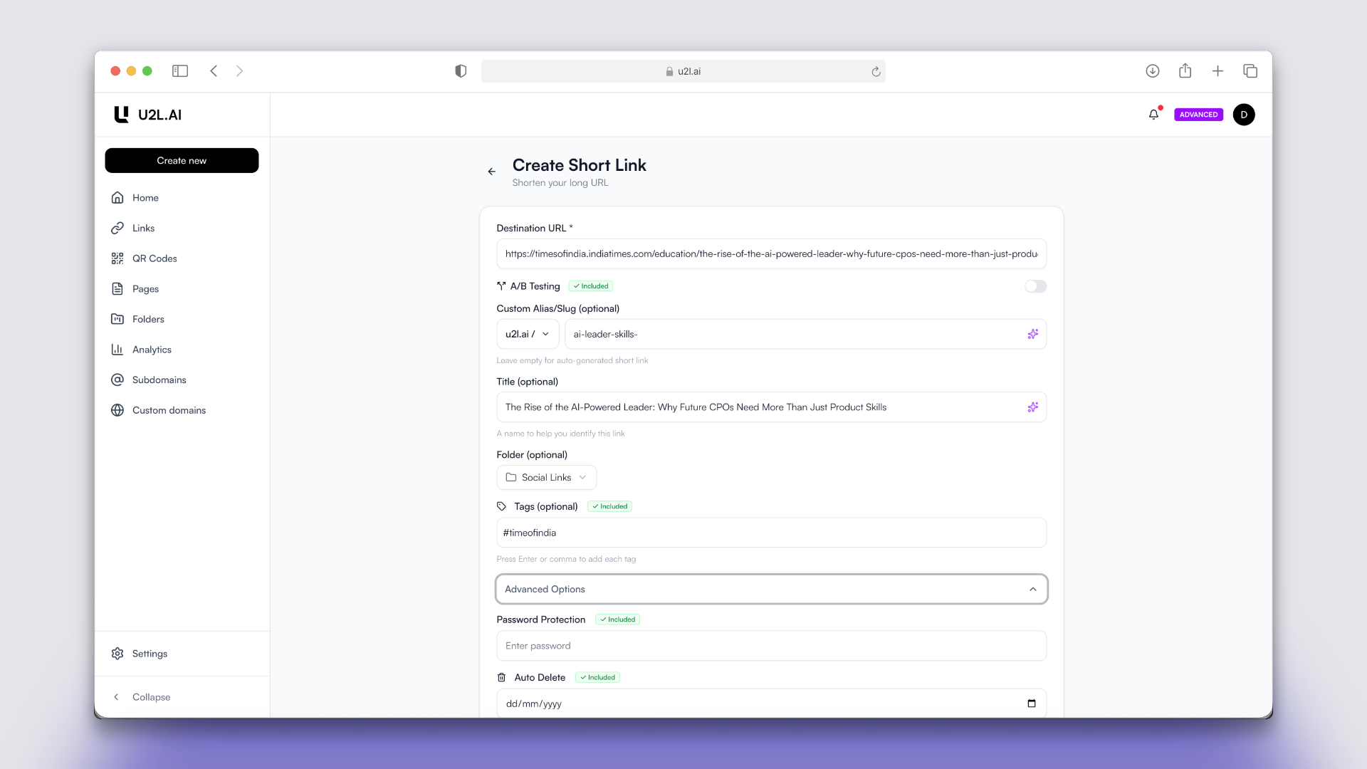 Create Link