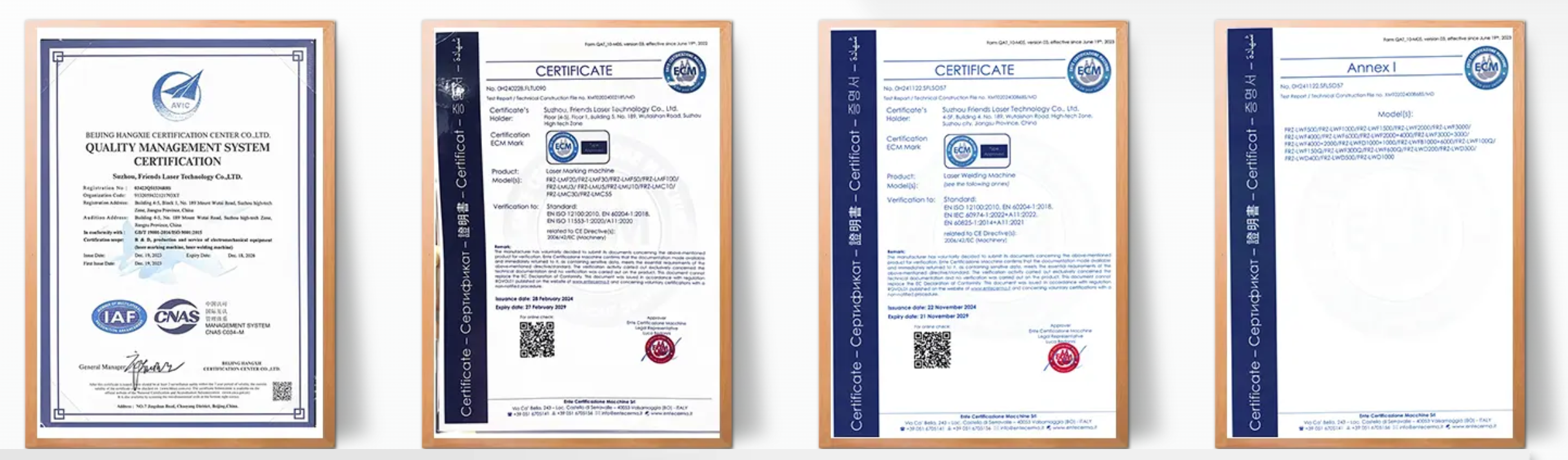 Friends Laser CERTIFICATES Friends Laser CERTIFICATES