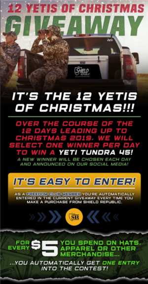 12 YETIs of Christmas Giveaway from Shield Republic