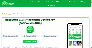 TheHappyMod Landing Page Screenshot