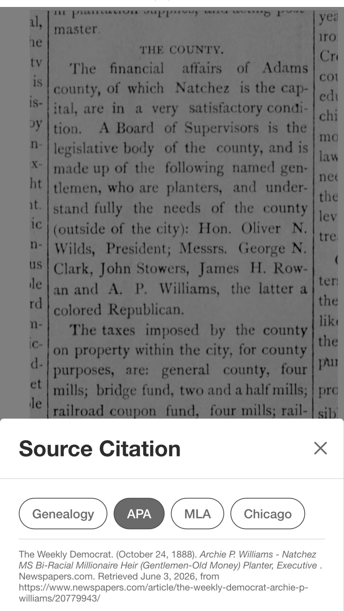 Archie P Williams of Natchez MS Gentlemen InheritedBlue Blood Upper Status Socially and Planter