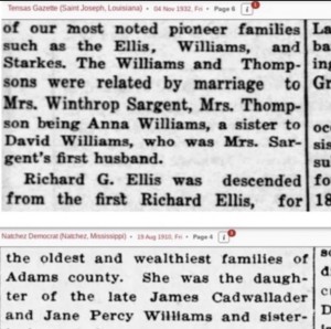 Williams Family Businesses in U.S. beginning in 1700s