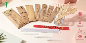 Bamboo Cutlery with Paper Wrapped