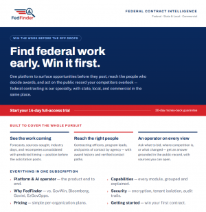 FedFinder Launches AI-Powered Platform to Find and Win Federal Contracts Before the RFP Drops