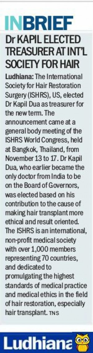 Dr Kapil Dua does India proud, elected as Treasurer at ISHRS, USA