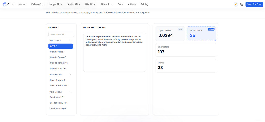 crun ai token calculator crun ai token calculator