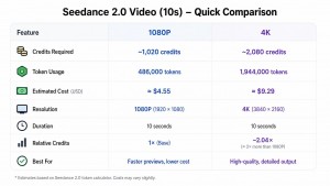 seedance 2 10 s video token calculator comparison