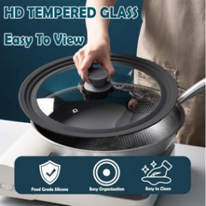 BIDOTAMU Tempered Glass Multi Size Frying Pan Lid Feature