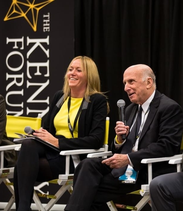 Kathryn Goetzke presenting at The Kennedy Forum with Dr Belfer