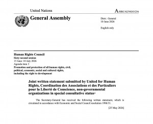 Excerpt from a joint written statement submitted to the U.N. Human Rights Council with CAP LC