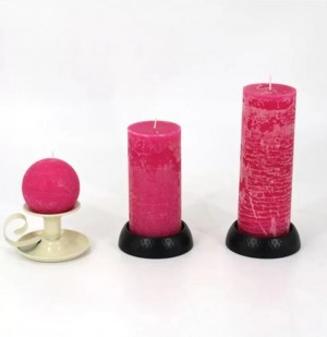 textured pink wedding pillar sphere candle set