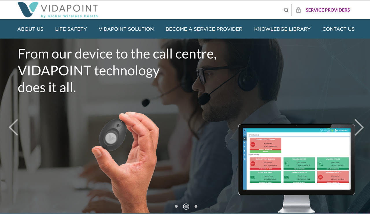 Vidapoint pendant and software combined with GWH connectivity  make personal emergency services available worldwide