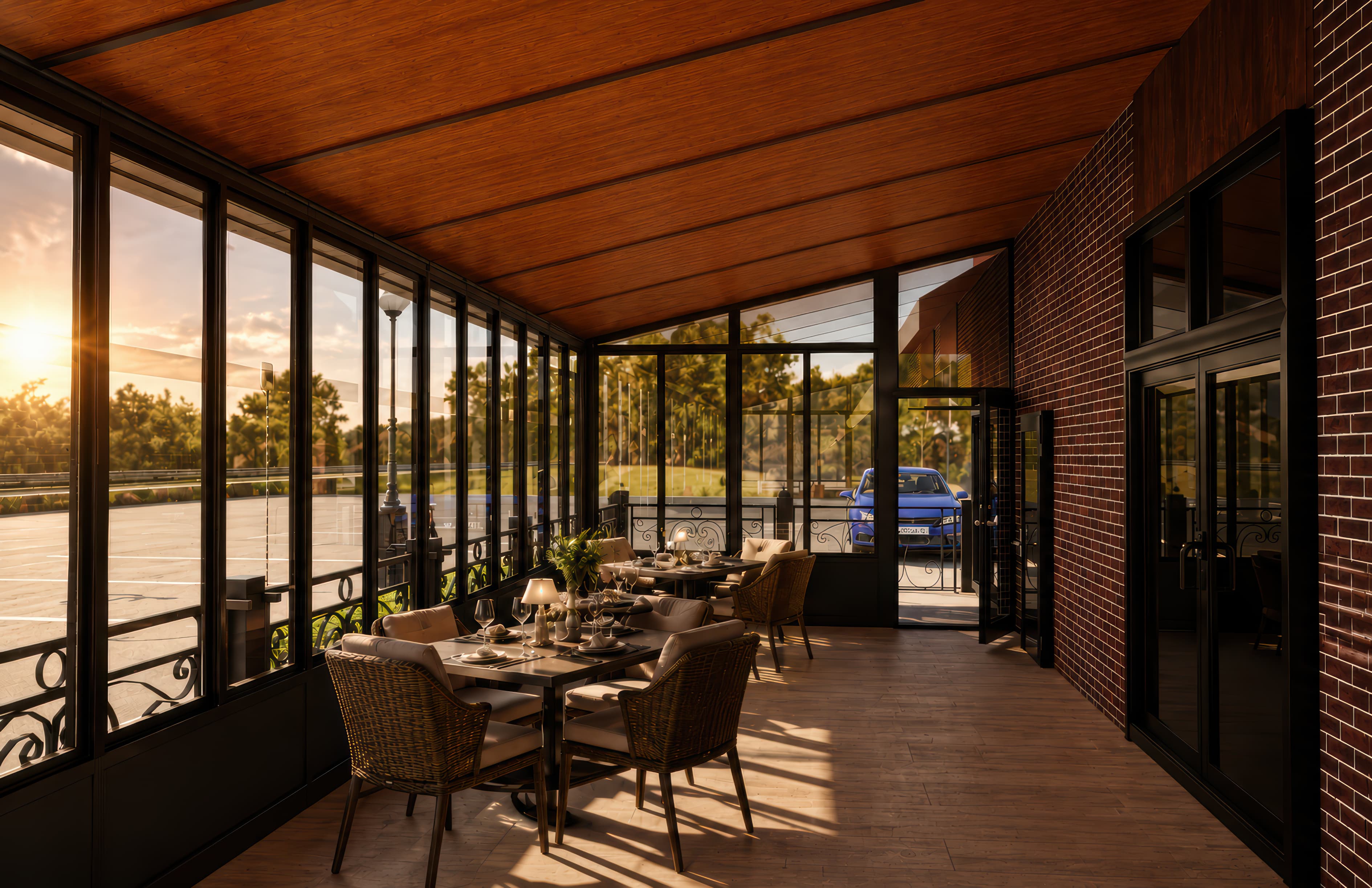 Sunroom with Studio Roof Style Featuring the Tuscany Wood Grain Finish by TEMO Roof Panels