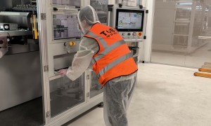 On site service engineers are inspecting the electrode die cutting machine