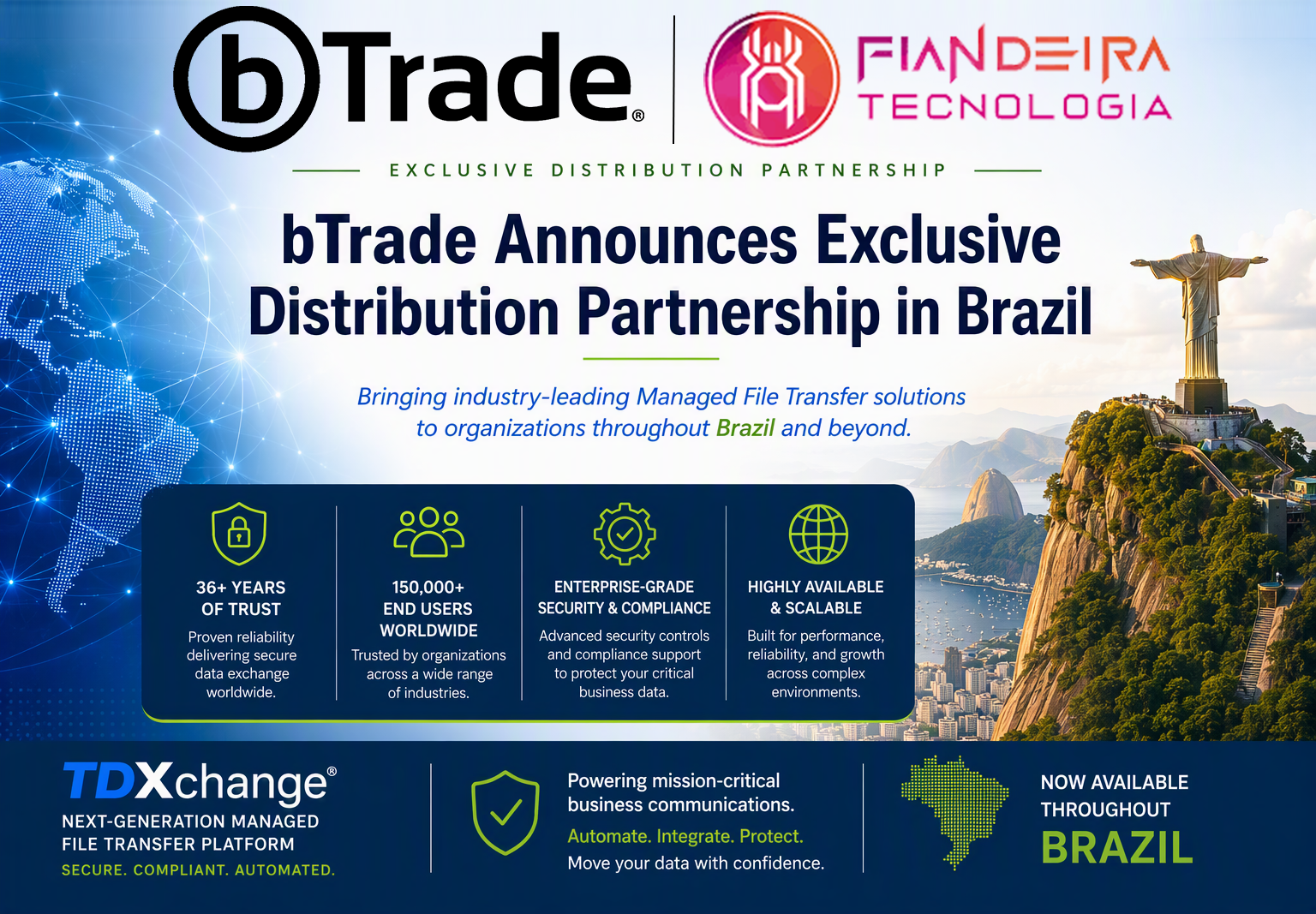 bTrade Partners with fiandeira tecnologia to Expand Secure Managed File Transfer Solutions Across Brazil