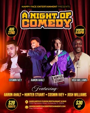 Happy Face Entertainment presents Live Comedy at Margarita's Fusion!