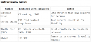 Certifications by market